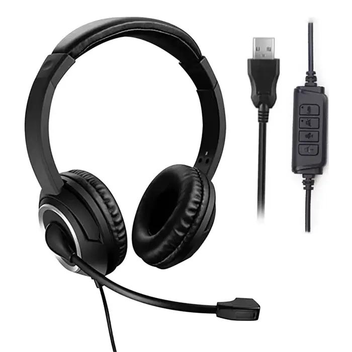 Casques filaires USB avec Microphone, écouteurs stéréo à réduction de bruit pour bureau, affaires, j
