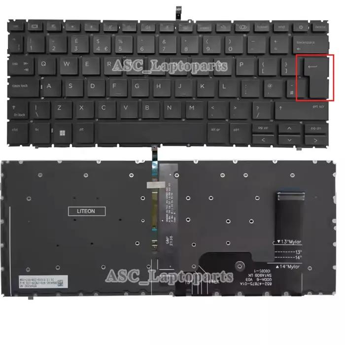 Clavier QWERTY pour HP Elitebook 840 G9/G10, 845 G9, 830 G9/G10, 835 G9/G10, G9, noir, sans cadre, a