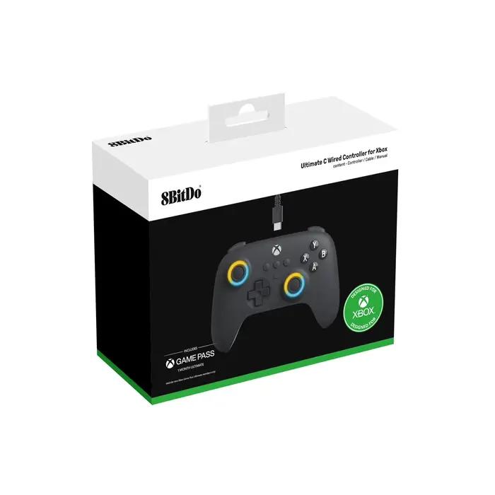 Manette filaire 8BitDo Ultimate C avec joysticks à effet Hall, manette de jeu USB pour Xbox Series X