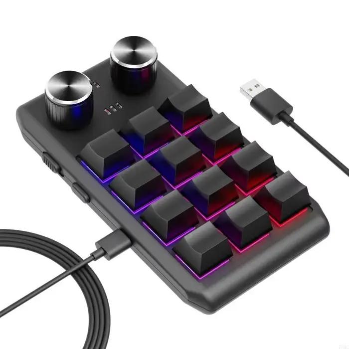 Clavier mécanique Ultra-mince avec 12 touches programmables clavier rétro-éclairage rvb Portable pou