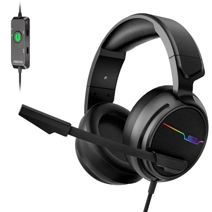 Jeecoo-Casque de jeu USB V20U, écouteurs à son surround, micro antibruit, coussinets d'oreille en mo