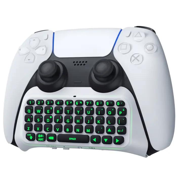 Clavier de contrôleur PS5 avec rétro-éclairage vert, clavier Bluetooth sans fil Chatpad pour contrôl