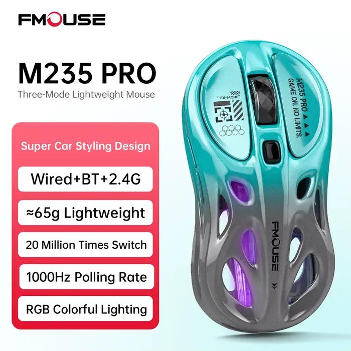 Souris d'ordinateur portable sans fil M235 Pro, légère, BT/2.4G/filaire, rvb, taux d'orientation 100