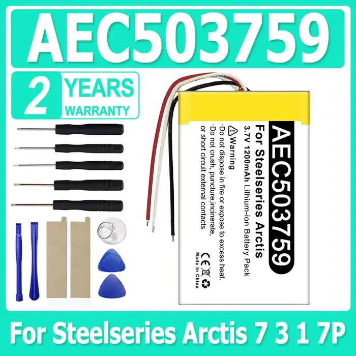 Batterie pour casque sans fil 1200mAh AEC503759 pour Steelseries Arctis 7 3 1 7P Arctis3 Arctis1 Arc
