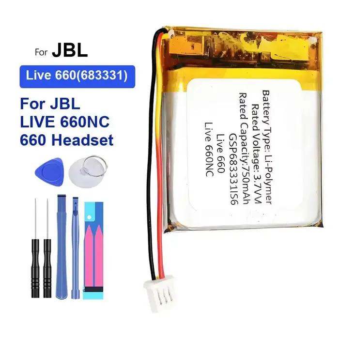 Batterie légère haute performance pour casque Jbl Live 660NC 660 683331 750mAh