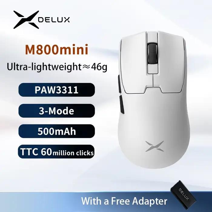 Souris de jeu sans fil Delux M800mini, légère 46g, PAW3311, souris de Recharge de taux d'érollage 1K