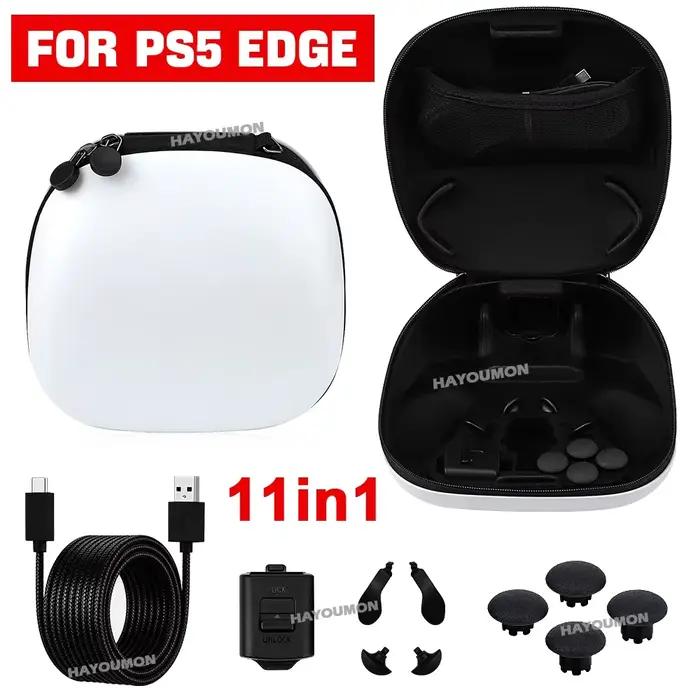 Kit d'accessoires 11 en 1 pour manette PS5 EDGE, sac de rangement, pack complet de composants, câble