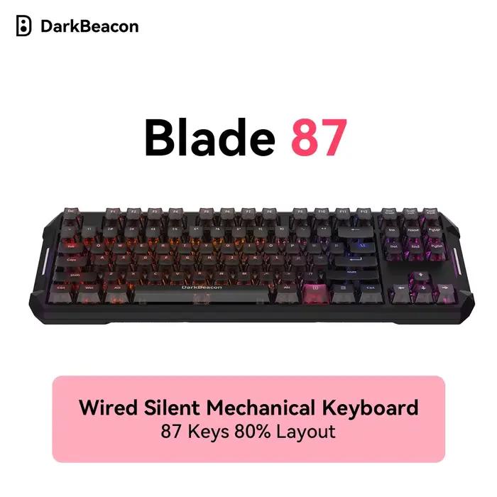 Clavier de jeu mécanique silencieux DarkBeacon 87 touches TKL compact avec interrupteurs rouges anti