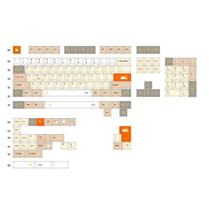 Nico Weather Keycaps Cherry PBT Sublimation Keycaps pour clavier mécanique wave75, touches orange fu