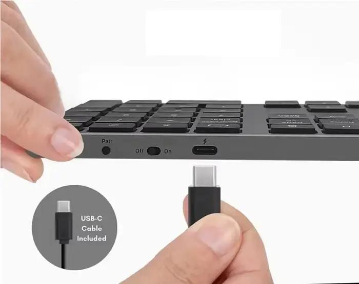 Clavier numérique sans fil K35, double mode 2,4 GHz et Bluetooth, rechargeable par USB-C, pour Windo