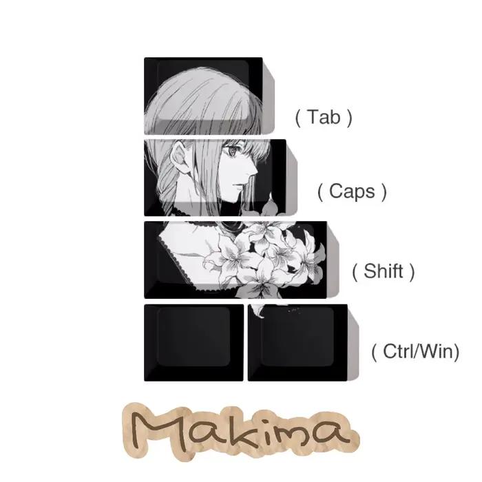 Makima Anime Keycaps dessin animé 129 touches PBT Keycap Chreey Keycaps japon clé capuchon colorant-