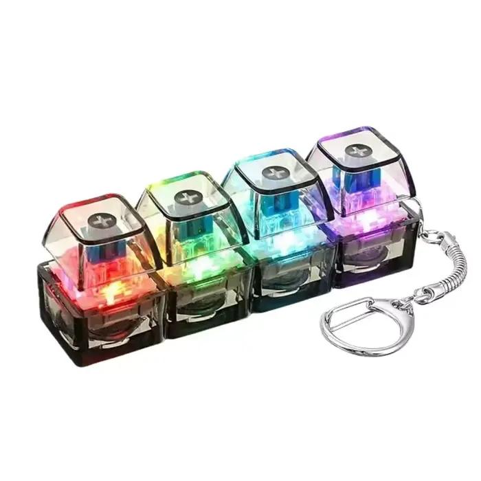 Porte-clés clavier LED lumineux anti-stress, bouton lumineux, accessoire de bureau portable, cadeau