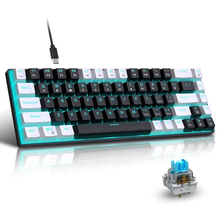 Offre spéciale HXSJ V800 68 touches clavier filaire commutateur échangeable à chaud ergonomique bleu