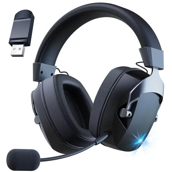 Acinaci Casque de jeu sans fil 2,4 GHz pour PS5, PS4 Gamers, PC, Nintendo Switch, casque de jeu Blue