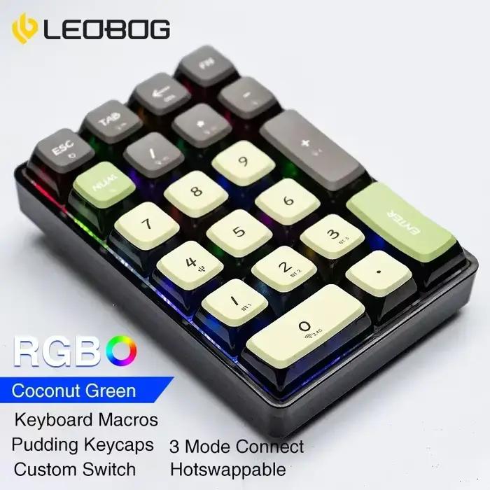Clavier mécanique sans fil LEOBOG K21 Numpad 21 touches RGB 3 BT/2.4GHz/Type C filaire, clavier tran