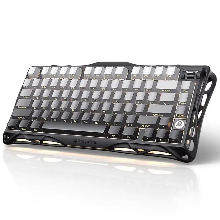 GravaStar Mercury K1 75% clavier de jeu bleu, clavier mécanique en alliage d'aluminium, joint prise