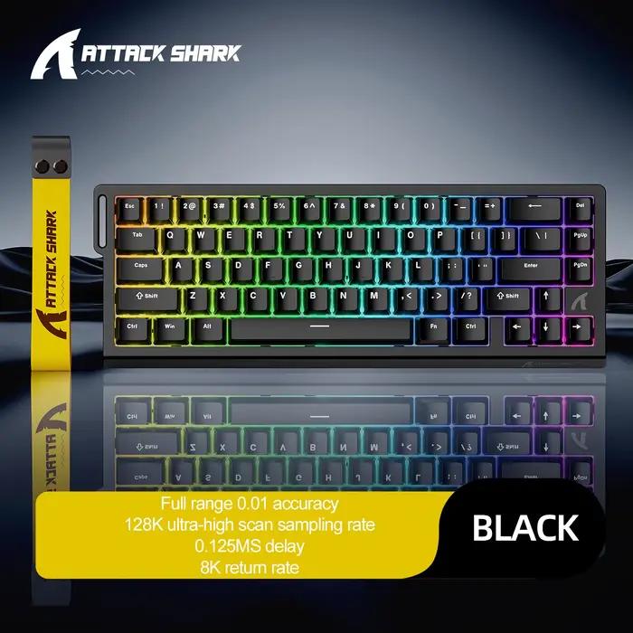 Clavier à interrupteur magnétique Attack Shark X68HE | Précision 0,01 mm, faible latence 0,125 ms,