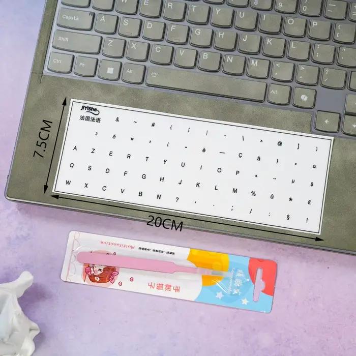Autocollants de clavier français avec pinces, lettrage détachable, autocollants universels transpare
