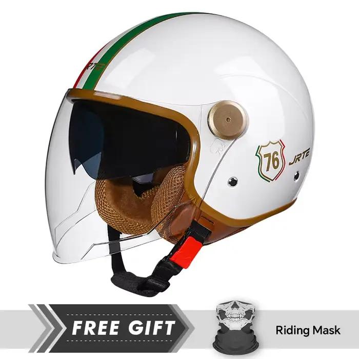 Casque Jet rétro Daul lentille DOT casques de Moto visage ouvert hommes femmes 3/4 demi-casque ouver