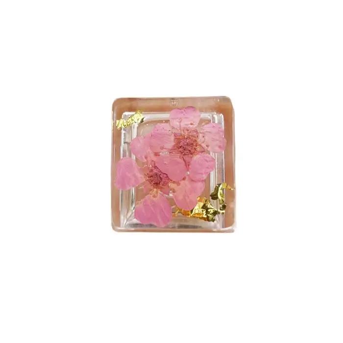 Capuchons de touches translucides en fleurs séchées Gypsophila pour clavier mécanique, profil OEM R4