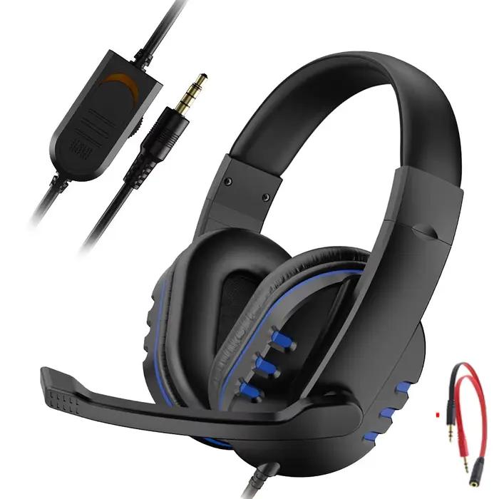 Casque de jeu 3.5mm filaire sur la tête casque de joueur avec Microphone contrôle du Volume Gamer éc