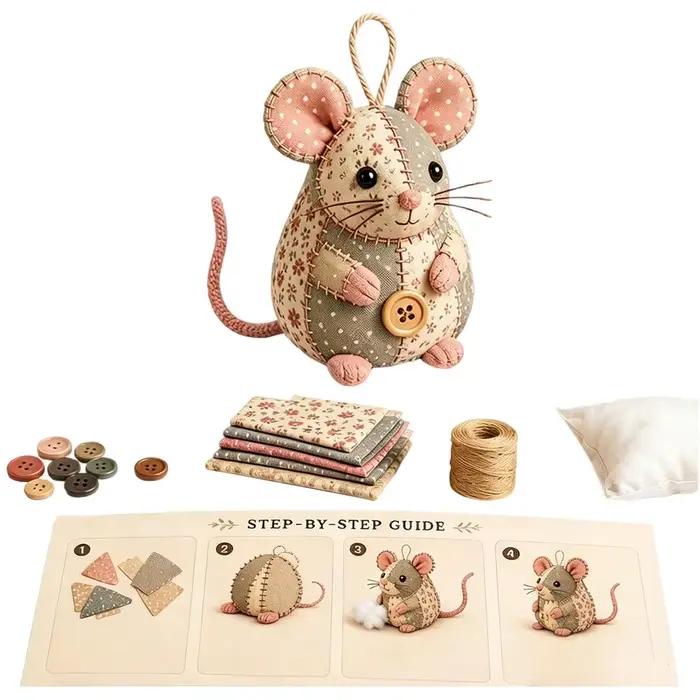 Kit de Matériel DIY pour la Création de Souris Artisanales – Ornement de Souris Mignon – Projet Arti