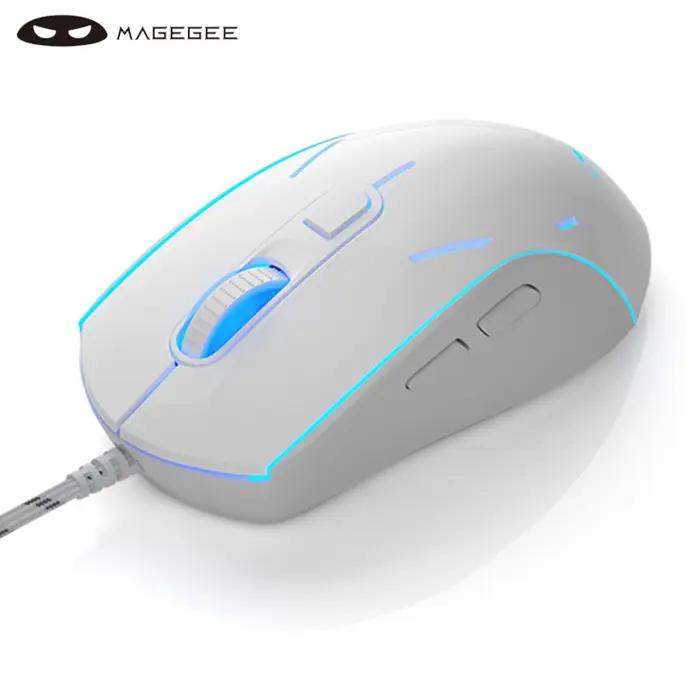 Souris de jeu muette filaire MageGee G12, souris rétroéclairée par LED respiratoire 7 couleurs, sour