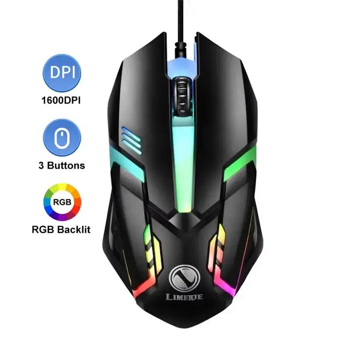 KEBIDUMEI – souris de jeu filaire, rétroéclairée RGB, 3600DPI, 4 niveaux réglables, 6 boutons, ergon