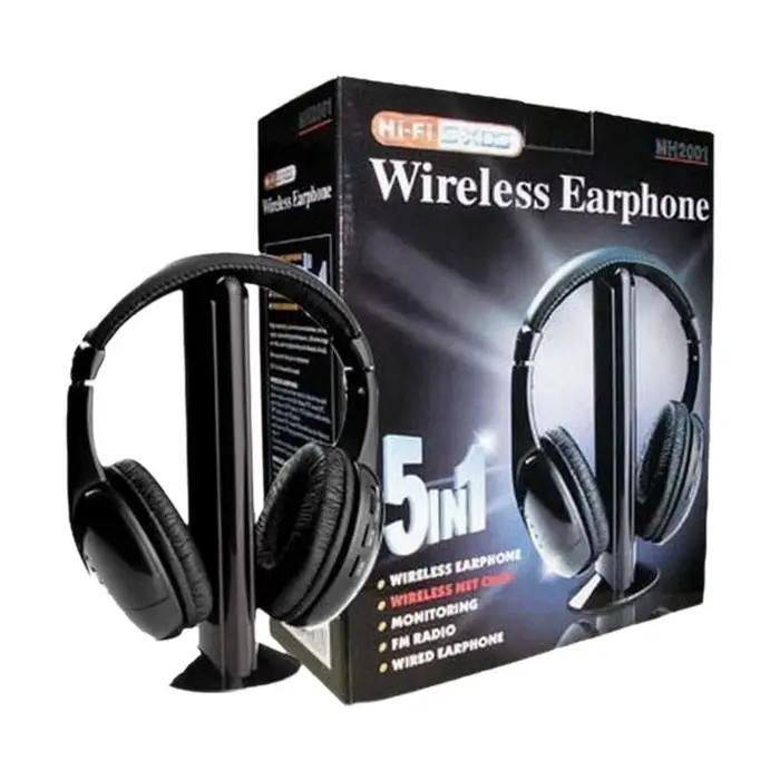 Écouteurs sans fil 5 en 1, HiFi, basses profondes, Radio FM, sur l'oreille, avec surveillance, pour