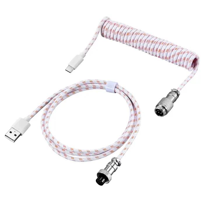 Câble de clavier enroulé de Type C vers USB-A, câble de clavier mécanique détachable en métal aviate