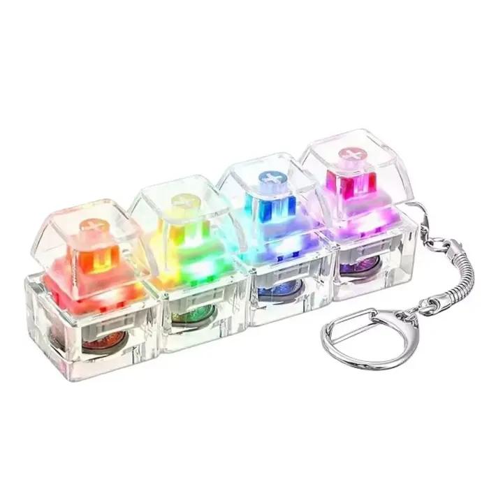 Porte-clés clavier lumineux à 4 boutons, outil anti-stress LED avec lumières pour soulager le stress