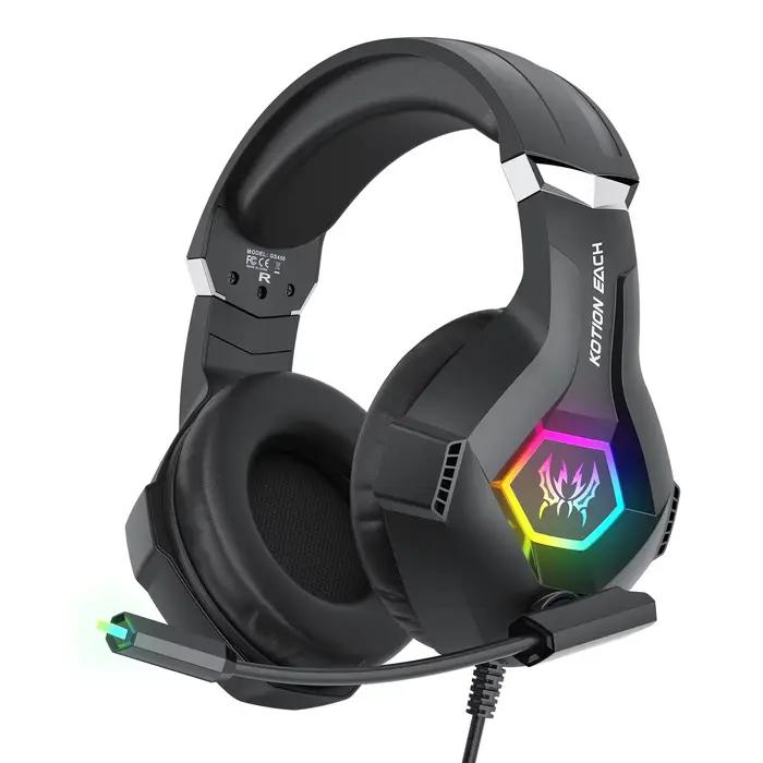 Casque de jeu filaire avec micro antibruit, Compatible avec PC PS4 PS5 Xbox, son Surround, lumière R