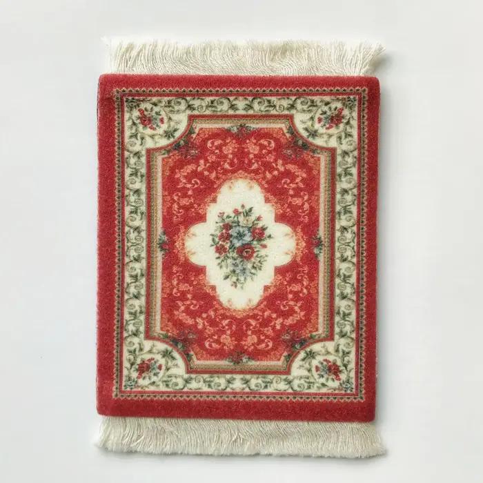 Mini tapis de souris en polymère Lea tissé, tapis persan, style rétro, motif tasse, ordinateur porta