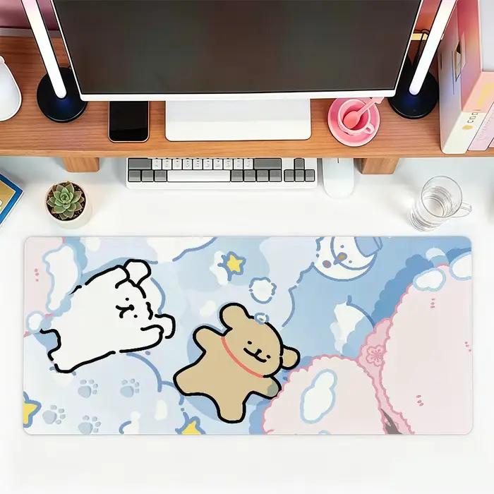 Tapis de souris mignon en forme de chien maltais, pour le bureau, les jeux et les claviers, antidéra