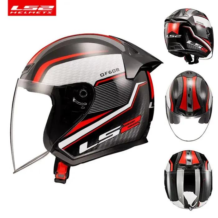 LS2 casque de Moto d'origine LS2 OF608 été respirant 3/4 casques ouverts hommes femmes Scooter demi-