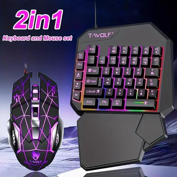 Ensemble clavier et souris 2 en 1, clavier de jeu ergonomique sans fil, rétroéclairage 7 rvb et bout