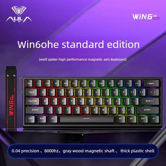 Clavier magnétique AULA Win60He RGB Hero 60He, clavier rétroéclairé 60%, clavier ergonomique pour or