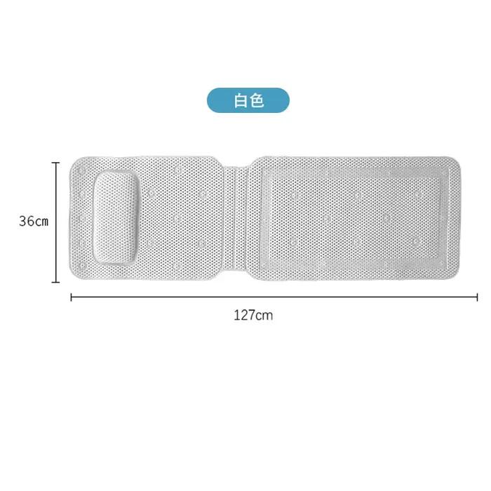 Tapis de bain extra long et doux avec coussin dorsal, tapis de bain antidérapant avec ventouses et t