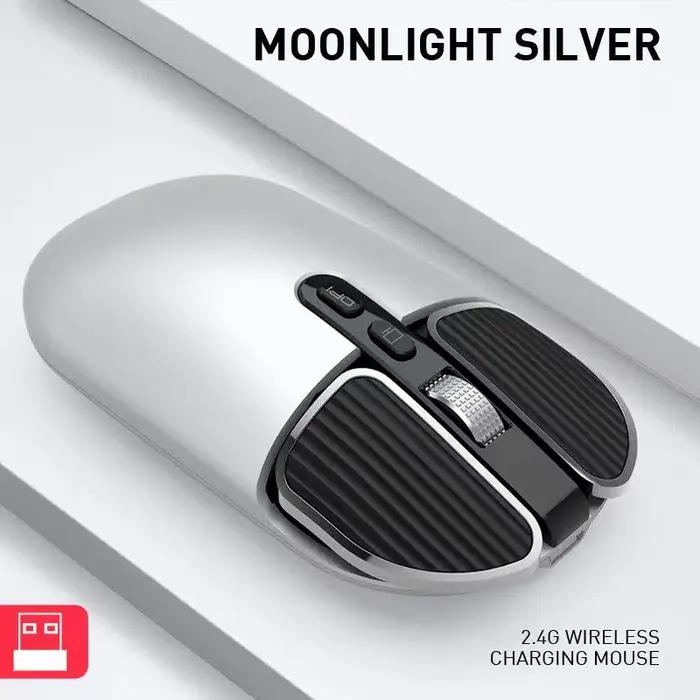 Souris silencieuse 2,4 GHz sans fil Bluetooth double mode, souris d'ordinateur rechargeable, ultra-f