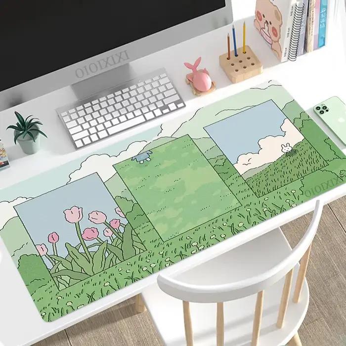Mignon lapin vert Anime tapis de souris jeu XL HD grand tapis de souris personnalisé XXL tapis de so