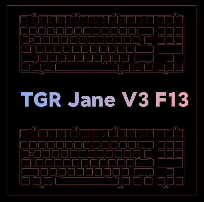 Clavier mécanique TGR Jane V3 F13 ANSI Full Acoustic Hole Aluminium CF PP PC POM FR4 PEI Laiton (pou