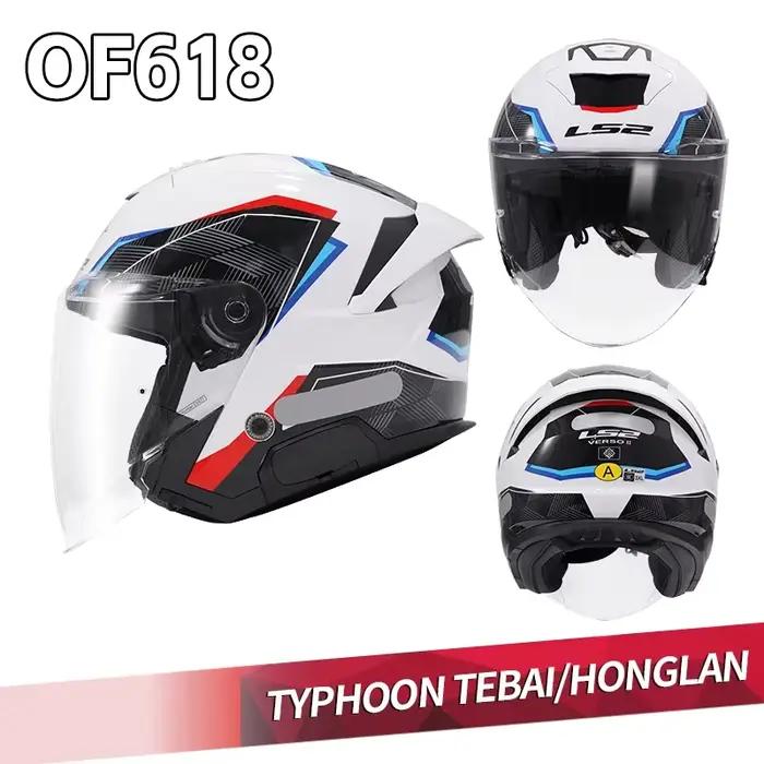 Original LS2 OF618 Vintage 3/4 casque de moto visage ouvert Double lentille rétro moto Scooter demi-