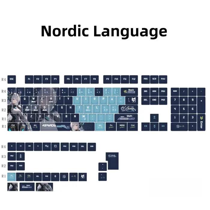 Capuchons de touches de dessin animé AZERTY, italien, espagnol, nordique, QWERTZ, PBT, profil Cherry