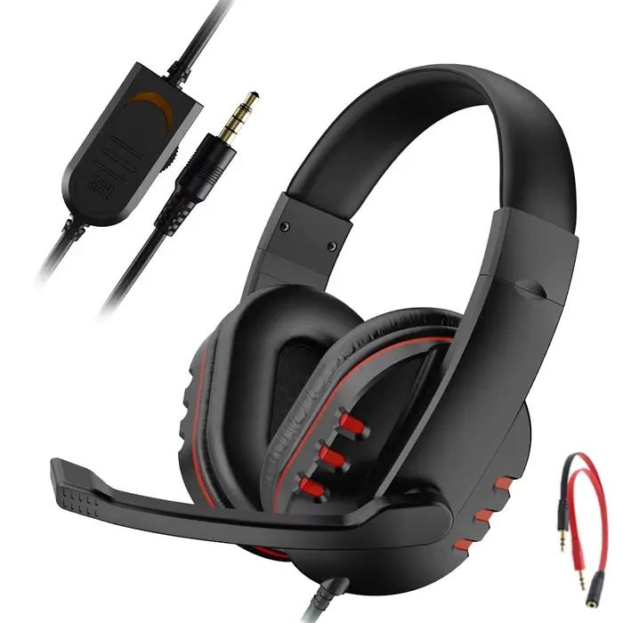 Casque de jeu filaire 3,5 mm, écouteurs pour musique, PS4, jeux PC, chat sur ordinateur avec microph