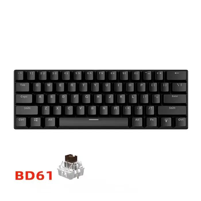 Clavier mécanique de jeu BD61 60% 61 touches, clavier mécanique personnalisé filaire, RGB, touches e