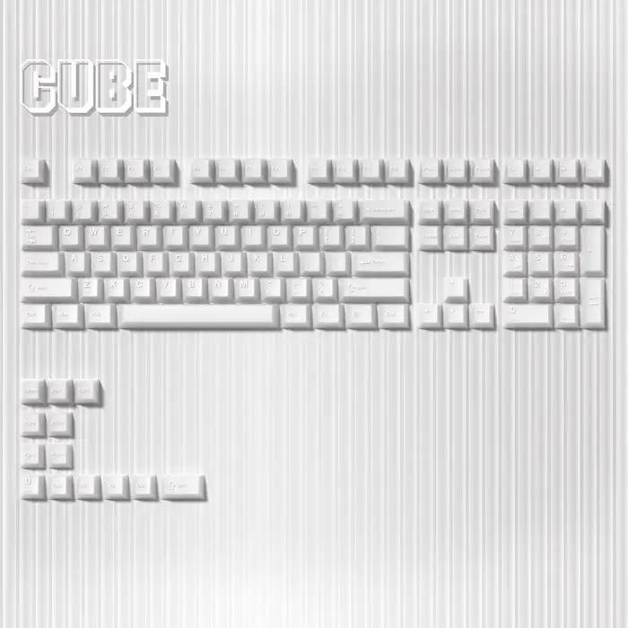 Capuchons de touches PBT blancs et roses, 129 touches, profil Cherry, double injection, pour clavier