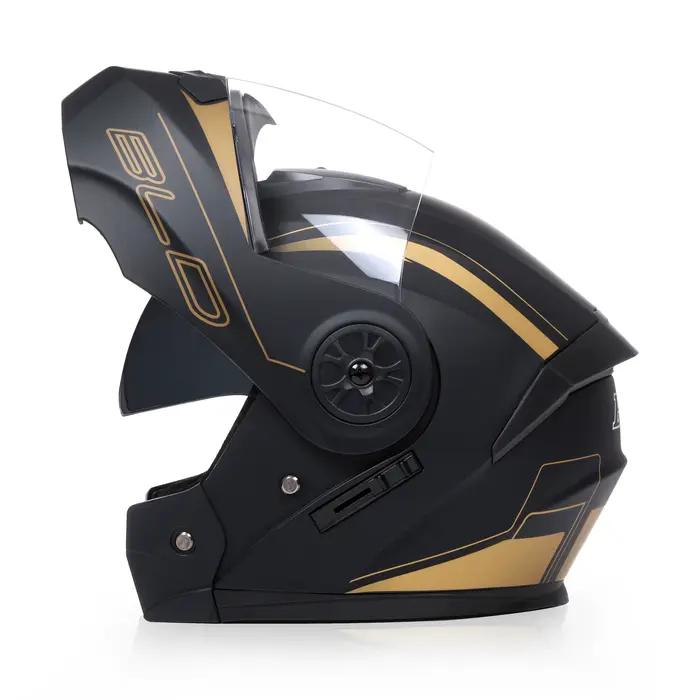 BLD casque rabattable casque modulaire intégral moto doublure amovible lavable visière Anti-buée res