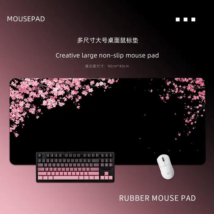 Tapis de souris de bureau en caoutchouc fleur de cerisier tapis de bureau tapis de jeu anti-dérapant