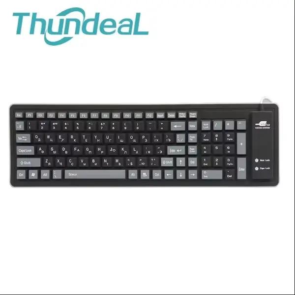 Clavier russe avec lettres en silicone, 103 touches, disposition lado, interface USB, flexible, PC d