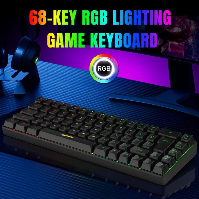 Clavier de jeu 60% pour cent, petit clavier ergonomique à membrane, clavier rétroéclairé rvb compact